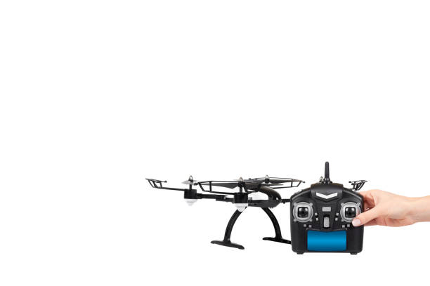 istock Hand with remote control drone, fun toy for kids, air sport game. 1161717524