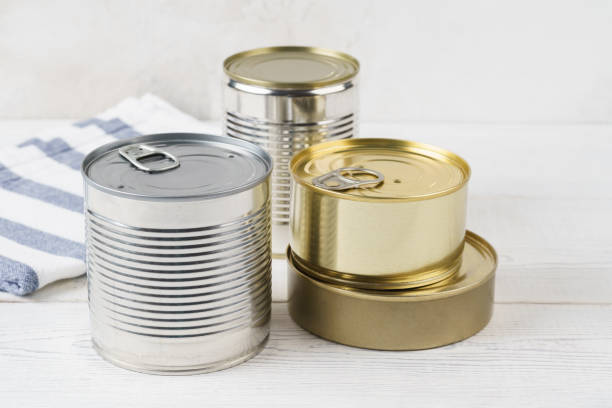 istock Various closed tin cans with food preserves. 1161719385