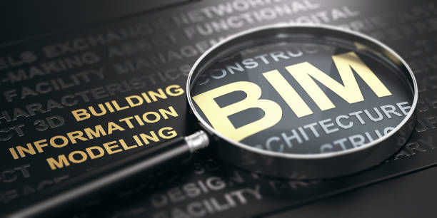 bim - modelado de información de construcción - focus magnifying glass definition single word fotografías e imágenes de stock