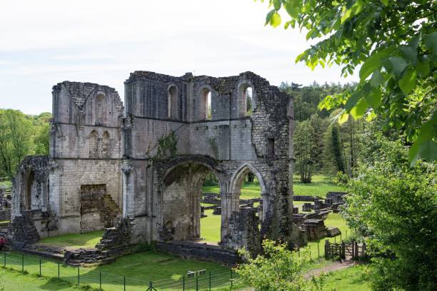 Back view of Roche Abbey, Rotherham, South Yorkshire, England stock photo