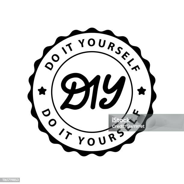 Diy Do It Yourself Lettering Abbreviation Logo Circle Stamp Rubber