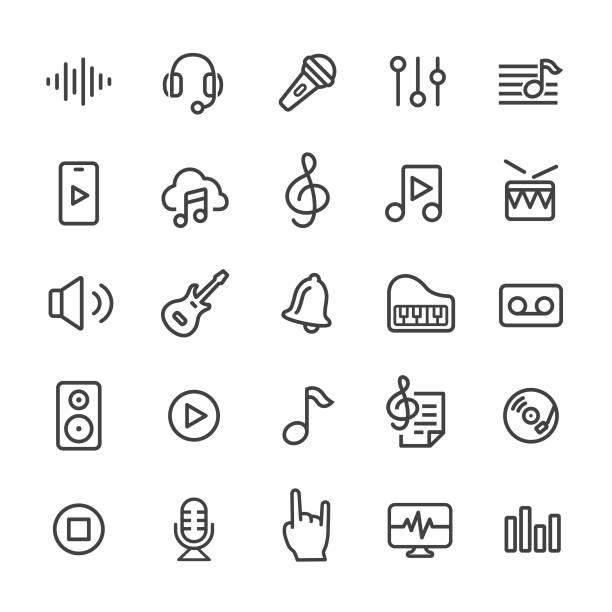 Music Icons - Smart Line Series Music, guitar icons stock illustrations