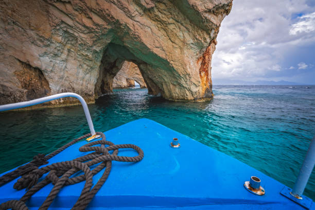 istock Tourist boat heading for the Blue Caves 1161723039