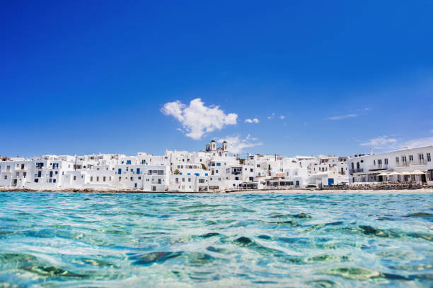 Beautiful Naoussa village, Paros island, Greece Naoussa town, Paros island, Cyclades, Greece cyclades islands stock pictures, royalty-free photos & images