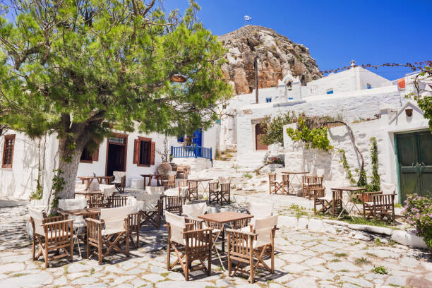 Traditional greek street, Amorgos, Cyclades, Greece Beautiful Amorgos island, Cyclades, Greece paros stock pictures, royalty-free photos & images