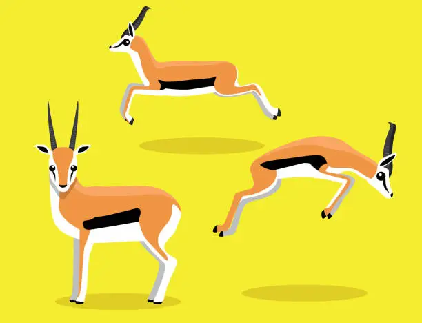 Vector illustration of Cute Thomson Gazelle Cartoon Vector