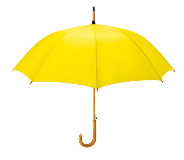 istock Opened yellow umbrella isolated on white background 1161729048