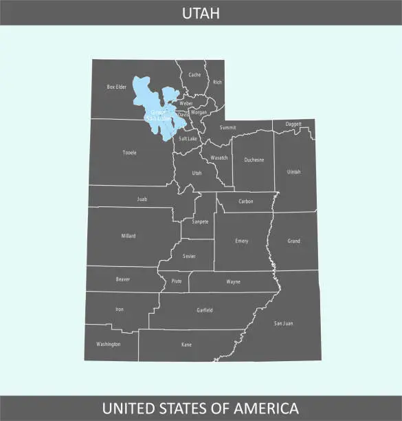 Vector illustration of Utah county map