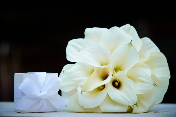 istock Calla lily bouquet with gift box 1161743505