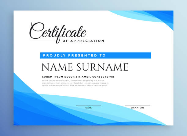 professional blue business certificate design professional blue business certificate design certificate templates stock illustrations