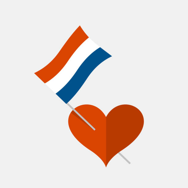 Heart icon with netherlands flag vector art illustration