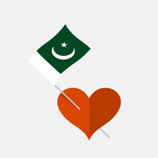 Vector illustration of Heart icon with pakistan flag