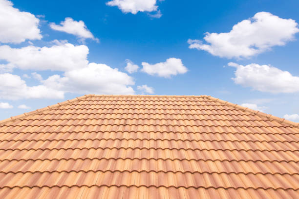 istock Roof tiles and sky sunlight. 1161746594