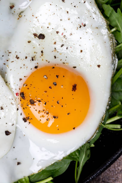 istock Single yolk of fried eggs for breakfast 1161747190
