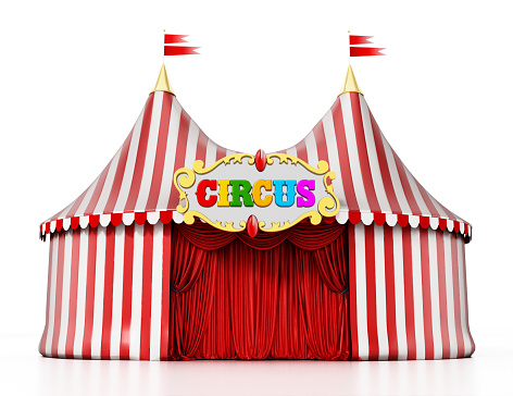 Large circus tent isolated on white.
