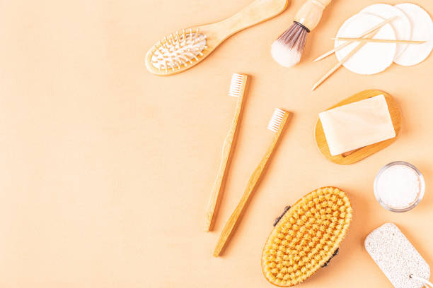 istock Set of bathroom accessories, top view 1161748869