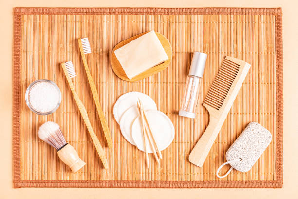 istock Set of bathroom accessories, top view 1161749006