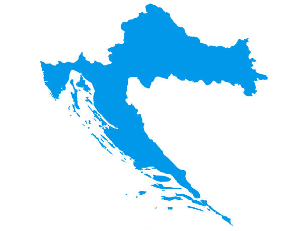 illustrazioni stock, clip art, cartoni animati e icone di tendenza di mappa blu del paese europeo della croazia - croazia