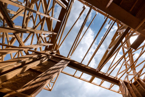 istock Framing beam of new house under construction home framing 1161754401
