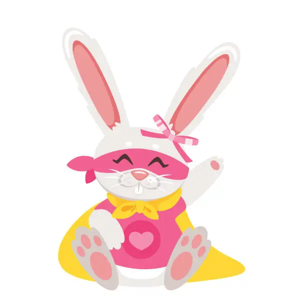 Vector illustration of Bunny, rabbit cute cuddly toy flat vector illustration