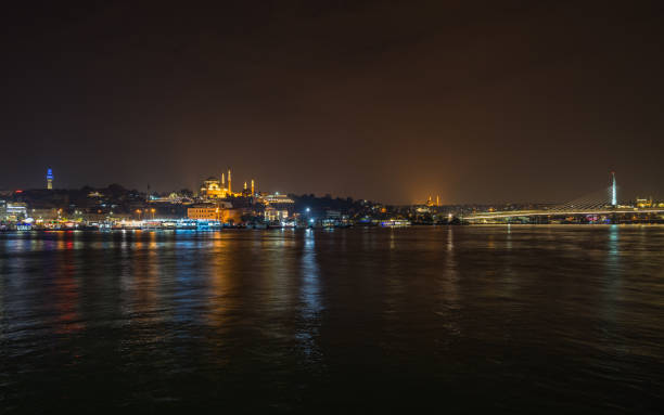 istock Istanbul night panorama viewed form Galata Bridge with the illuminated Suleymaniye Mosque, Turkey 1161756890