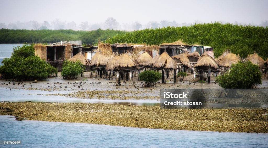 Senegal, Joal Fadiouth, ancient millet loft on batteries. Senegal, Joal Fadiouth, ancient millet loft on piles Africa Stock Photo