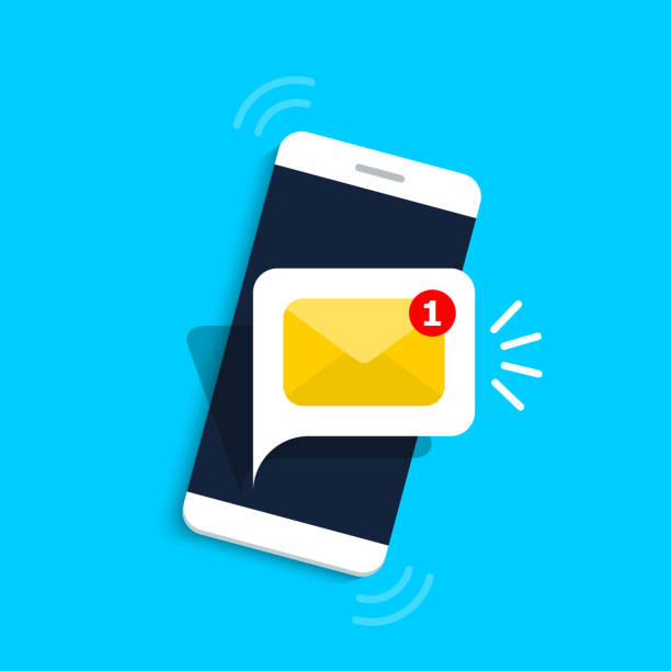 Unread email notification. New message on the smartphone screen. Vector illustration. unread messages illustrations stock illustrations