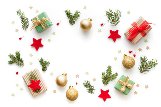 istock Frame Made of Christmas Ornaments On White Background 1161763124