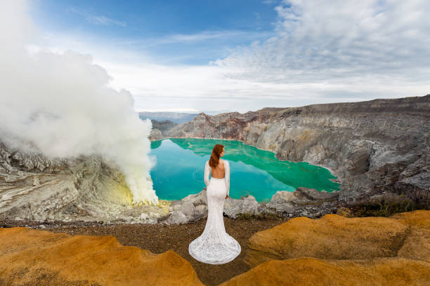 istock Bride in a volcanic crater 1161763958