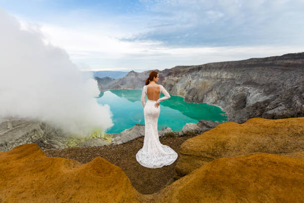 istock Bride in the crater of a volcano 1161764370