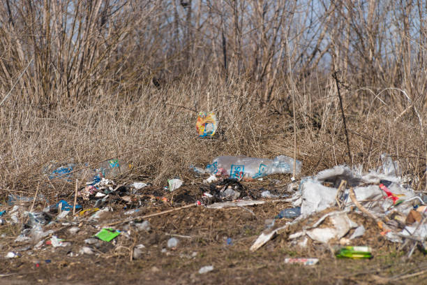 istock Trash on the agriculture field. Ecology problem and big harm to nature. 1161765389