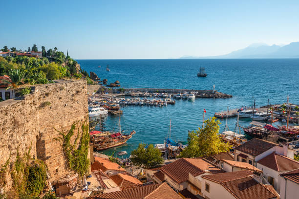 istock Panoramic view of old harbor and downtown called Marina in Antalya, Turkey, summer 1161766721
