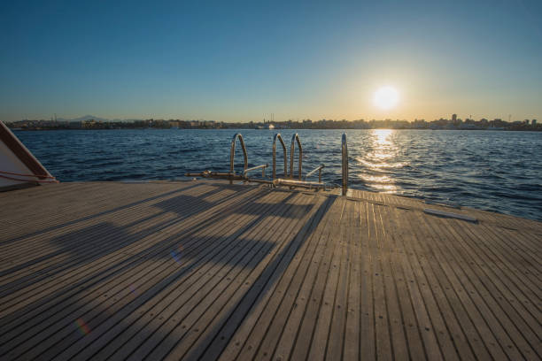istock Ladders on the back deck of a luxury motor yacht 1161766946
