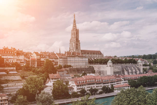 istock Panoramic view on Bern Minster and historic old town of Bern 1161767107