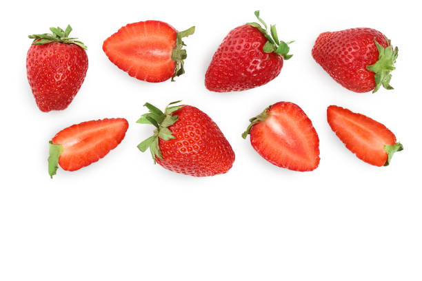 istock Strawberries isolated on white background with copy space for your text. Top view. Flat lay pattern 1161769507