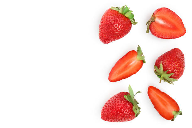 istock Strawberries isolated on white background with copy space for your text. Top view. Flat lay pattern 1161769508