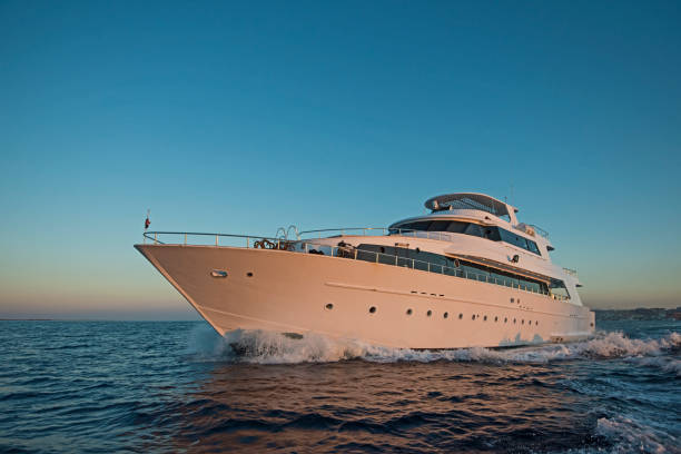 istock Luxury private motor yacht sailing at sea 1161770518