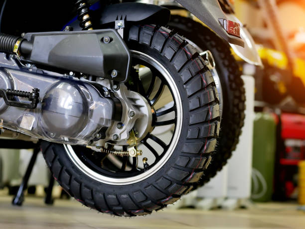 istock rear of the scooter. Bike store. Motorcycle wheel 1161778607
