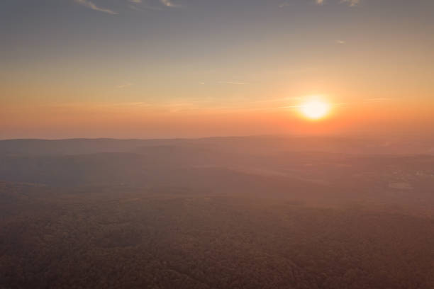istock Sunset over Autumn forest. Aerial view autumn landscape 1161781773
