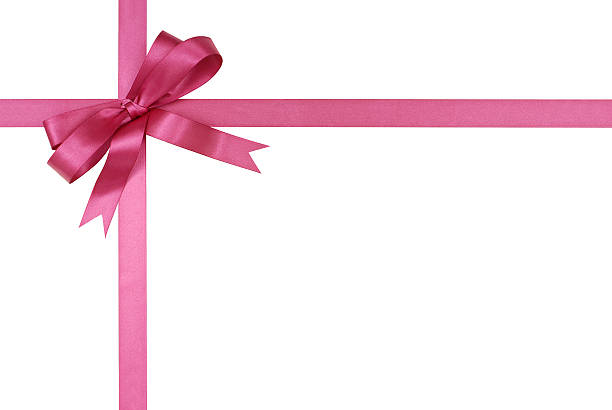 Fuchsia pink gift ribbon and bow stock photo