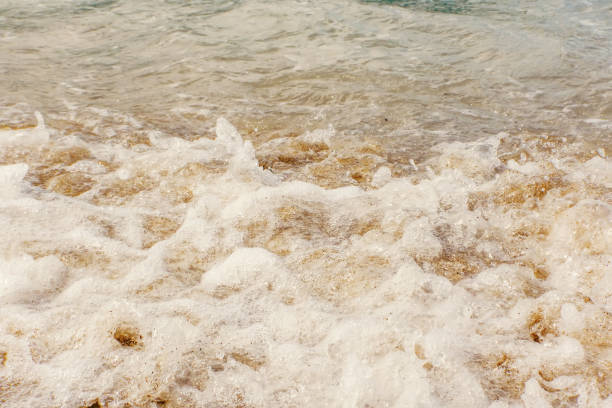 istock Wave of blue ocean on sandy beach Summer Background 1161782154