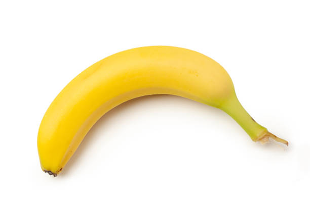 Banana gialla fresca isolata su sfondo bianco - foto stock