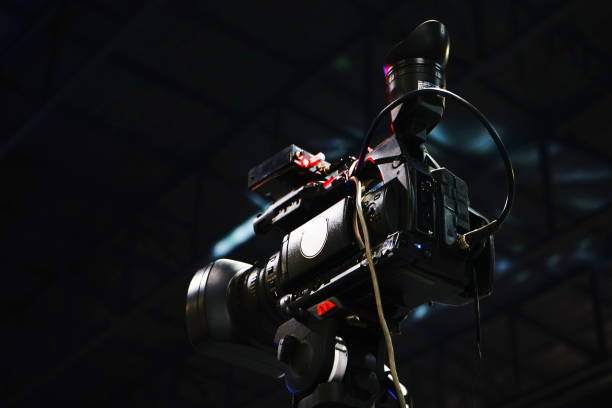 istock broadcast camera on the crane tripod for easy to shooting 1161791317