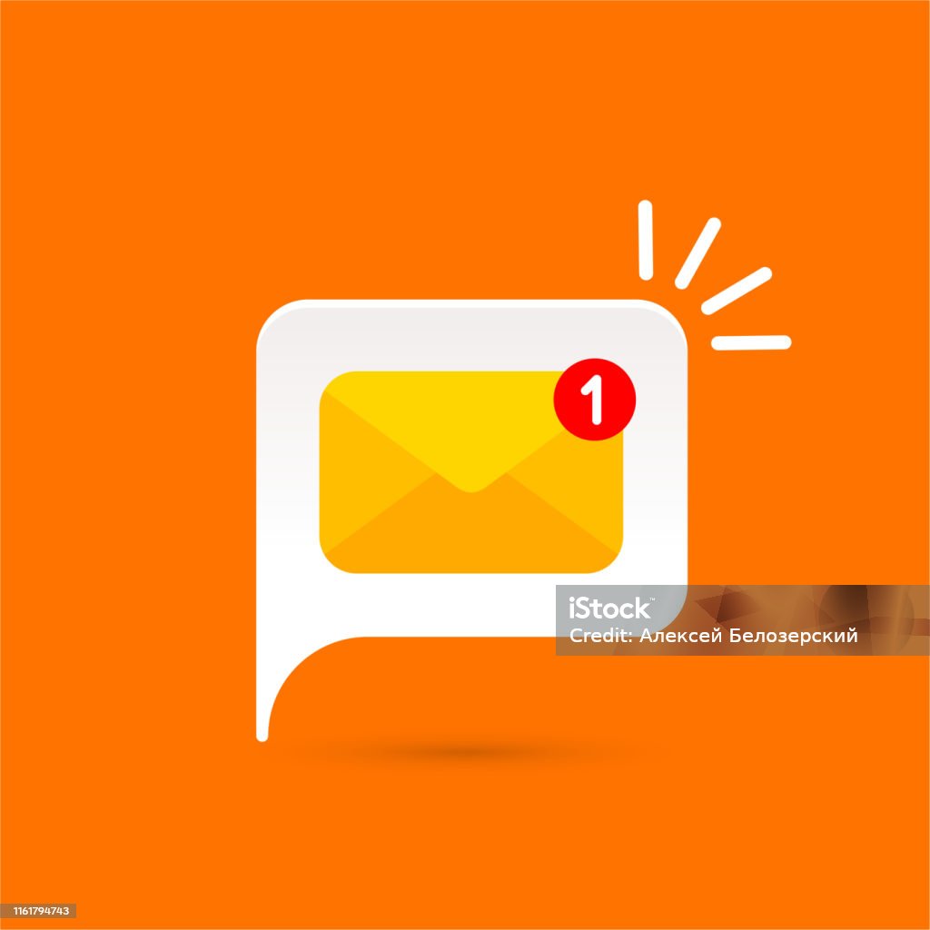 Mail Notification Tile Mail Notification On White Bubble Stock Illustration - Download Image ...
