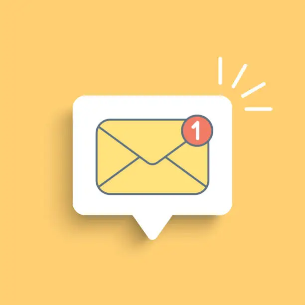 Vector illustration of Mail notification on white bubble