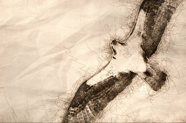 istock Sketch of an Osprey Hunting on the Wing in a Blue Sky 1161795311