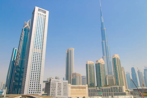 istock Beautiful Dubai skyline from subway train 1161802222