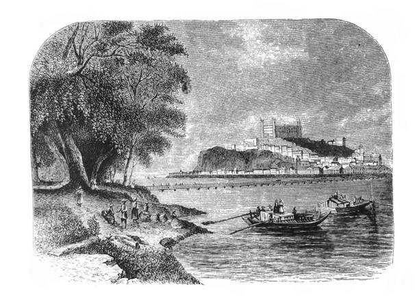 illustrations, cliparts, dessins animés et icônes de illustration antique - presburg - danube river - danube river illustrations