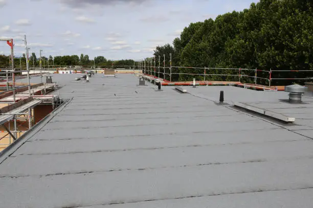 Photo of Waterproofing flat roof with bitumen sealing membranes