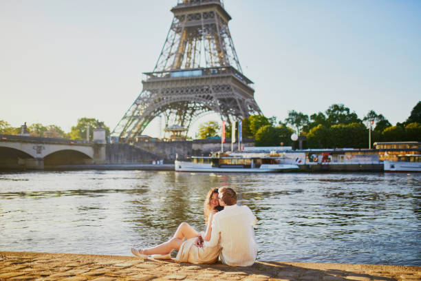 istock Happy romantic couple in Paris, near the Eiffel tower 1161811660